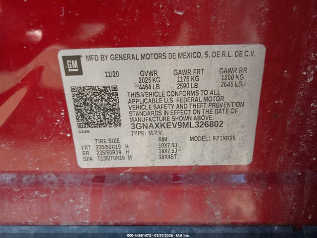 2021 CHEVROLET EQUINOX 3GNAXKEV9ML326802 Photo 8