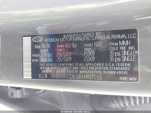 2024 HYUNDAI TUCSON 5NMJFCDE5RH402555 Photo 8