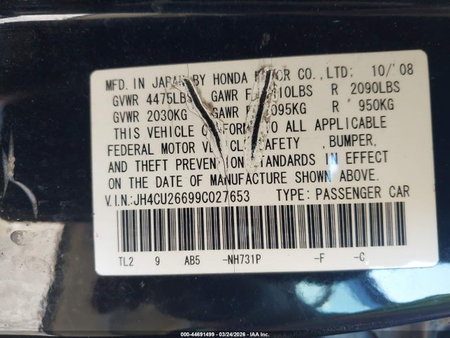 2009 ACURA TSX JH4CU26699C027653 Photo 8