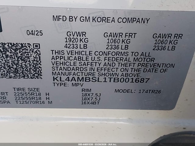 Aukcja sprzedaży 2026 Buick Encore Gx Preferred Fwd, vin: KL4AMBSL1TB001687, numer aukcji: 44691536
