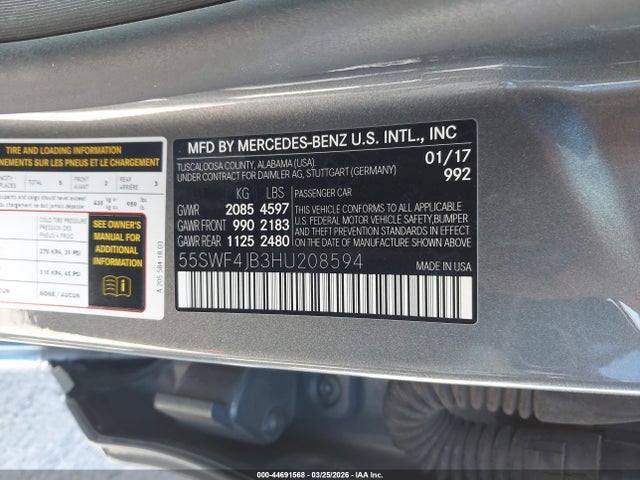 55SWF4JB3HU208594 Mercedes-Benz C 300