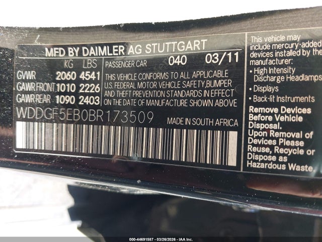 Aukcja sprzedaży 2011 Mercedes-benz C 300 Luxury/sport, vin: WDDGF5EB0BR173509, numer aukcji: 44691587