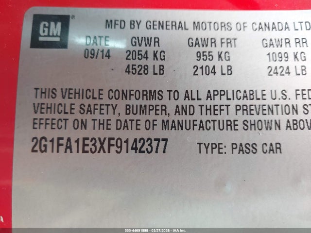 2015 CHEVROLET CAMARO 2G1FA1E3XF9142377 Photo 8