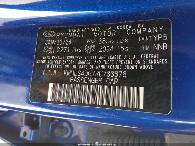Aukcja sprzedaży 2024 Hyundai Elantra Sel, vin: KMHLS4DG7RU733878, numer aukcji: 44691616