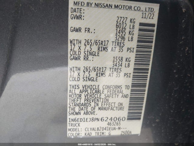 1N6ED1EJ8PN624060 Nissan Frontier Sv 4x2