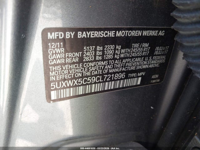 Aukcja sprzedaży 2012 Bmw X3 Xdrive28i, vin: 5UXWX5C59CL721896, numer aukcji: 44691630