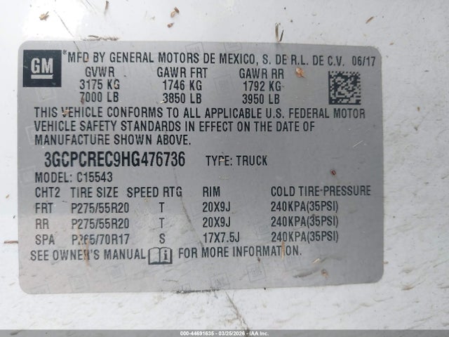 2017 CHEVROLET SILVERADO 1500 3GCPCREC9HG476736 Photo 8