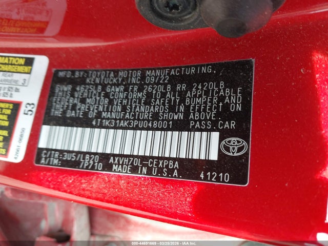 Продажа на аукционе авто 2023 Toyota Camry Xse Hybrid, vin: 4T1K31AK3PU048001, номер лота: 44691669