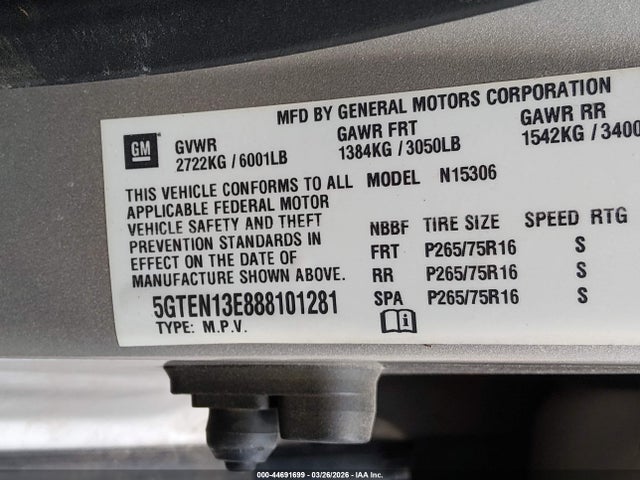 2008 HUMMER H3 SUV 5GTEN13E888101281 Photo 8