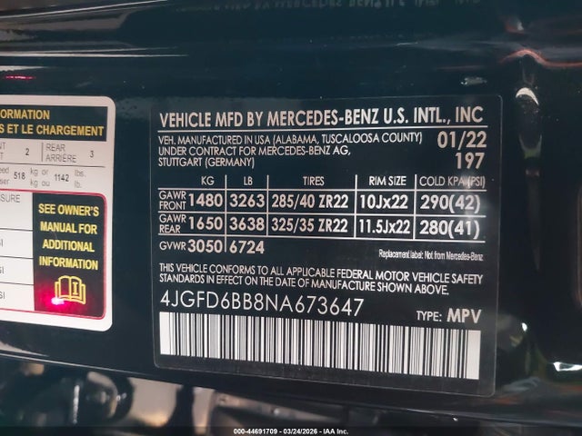 44691709 :رقم المزاد ، 4JGFD6BB8NA673647 vin ، 2022 Mercedes-benz Amg Gle 53 Coupe 4matic مزاد بيع