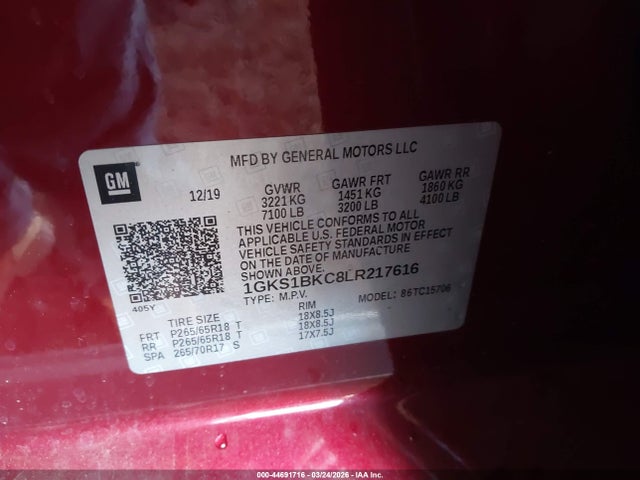 1GKS1BKC8LR217616 GMC Yukon 2wd Slt
