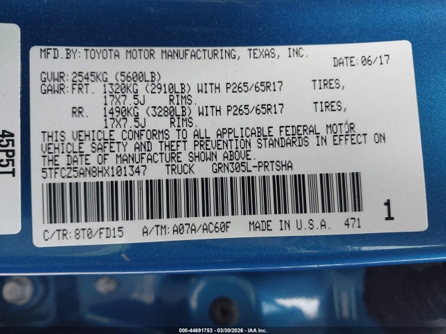5TFCZ5AN8HX101347 Toyota Tacoma Trd Sport