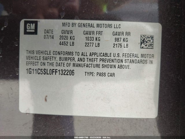 1G11C5SL0FF132206 Chevrolet MALIBU 1LT