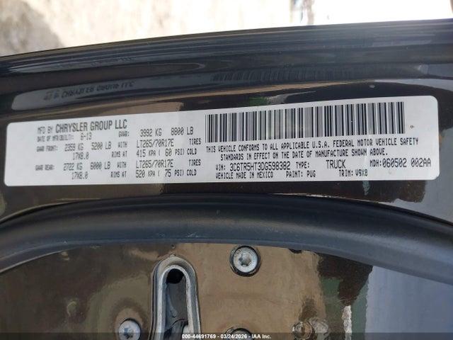 2013 Ram 2500 Tradesman მანქანა იყიდება აუქციონზე, vin: 3C6TR5HT3DG598382, აუქციონის ნომერი: 44691769