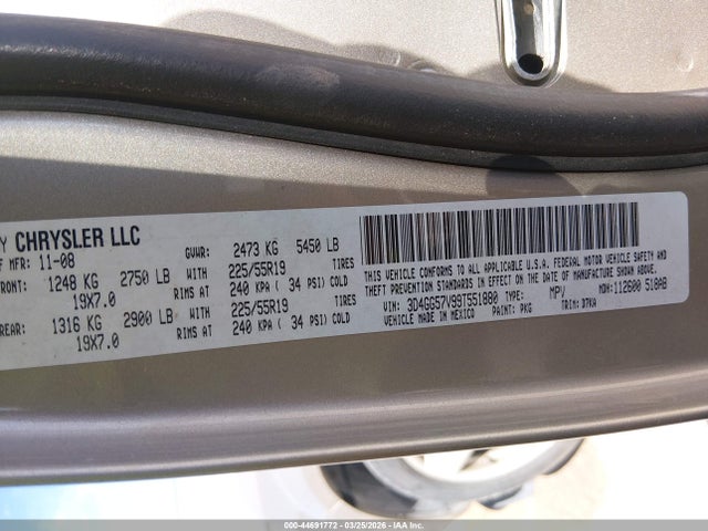 2009 Dodge Journey Sxt მანქანა იყიდება აუქციონზე, vin: 3D4GG57V99T551880, აუქციონის ნომერი: 44691772