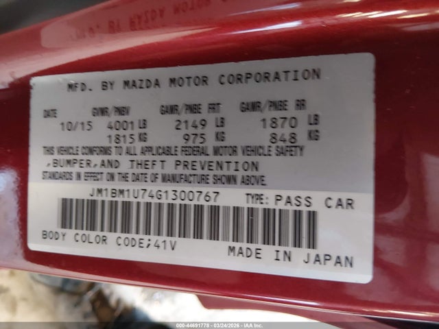 Продажа на аукционе авто 2016 Mazda Mazda3 I Sport, vin: JM1BM1U74G1300767, номер лота: 44691778