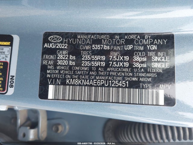 44691786 :رقم المزاد ، KM8KN4AE6PU125451 vin ، 2023 Hyundai Ioniq 5 Sel مزاد بيع