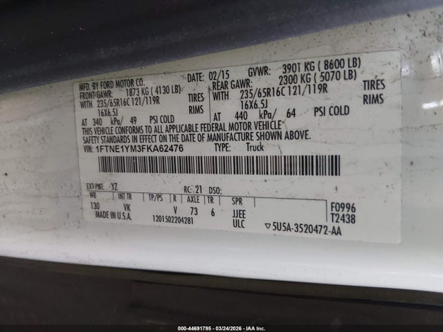Ford Transit-150 2015 1FTNE1YM3FKA62476 Image 9