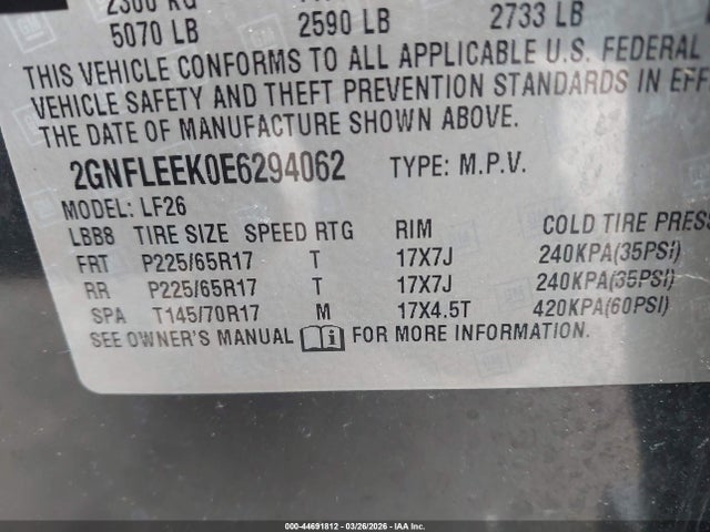 Chevrolet EQUINOX LS 2014 2GNFLEEK0E6294062 Image 9