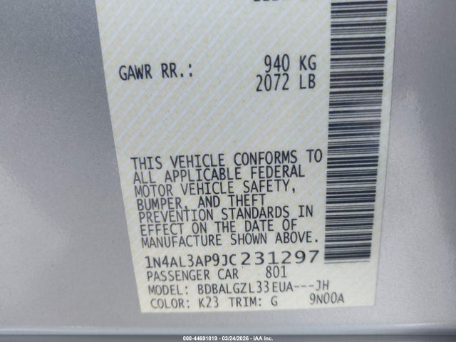 2018 NISSAN ALTIMA 1N4AL3AP9JC231297 Photo 8