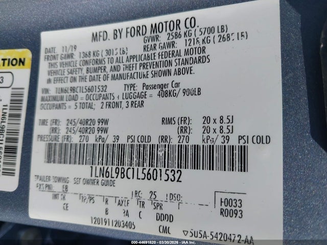 Lincoln Continental Black Label 2020 1LN6L9BC1L5601532 Image 9