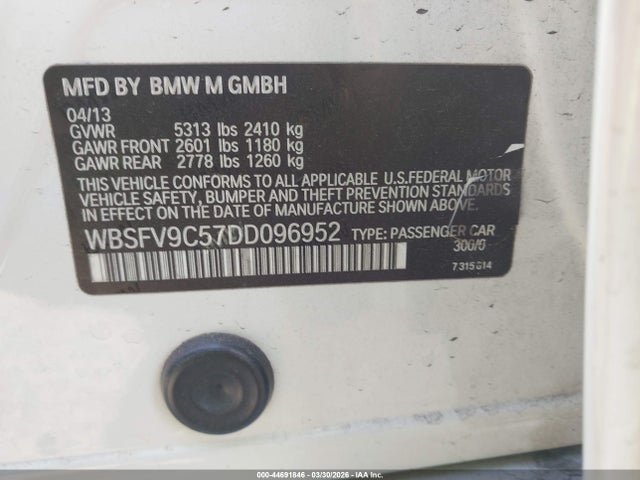 Продажа на аукционе авто 2013 Bmw M5, vin: WBSFV9C57DD096952, номер лота: 44691846