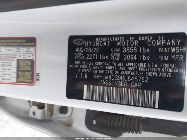 Aukcja sprzedaży 2024 Hyundai Elantra Sel, vin: KMHLM4DG9RU648762, numer aukcji: 44691851