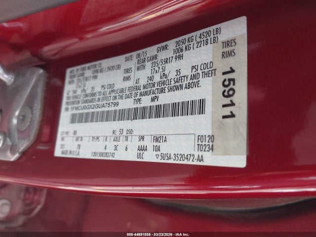 2016 FORD ESCAPE 1FMCU0GX2GUA75799 Photo 8