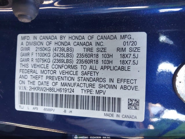 2020 HONDA CR-V 2HKRW2H86LH619124 Photo 8