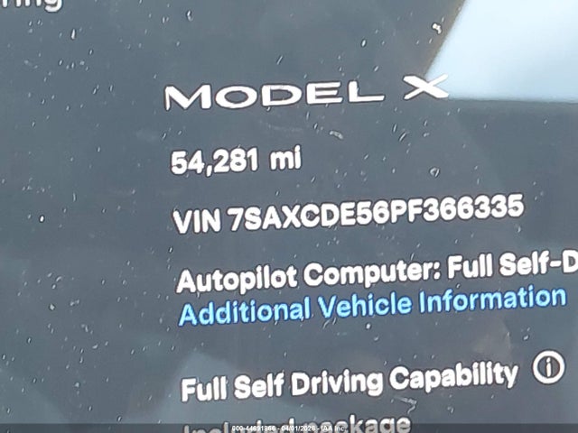 44691866 :رقم المزاد ، 7SAXCDE56PF366335 vin ، 2023 Tesla Model X Dual Motor All-wheel Drive/standard Range مزاد بيع