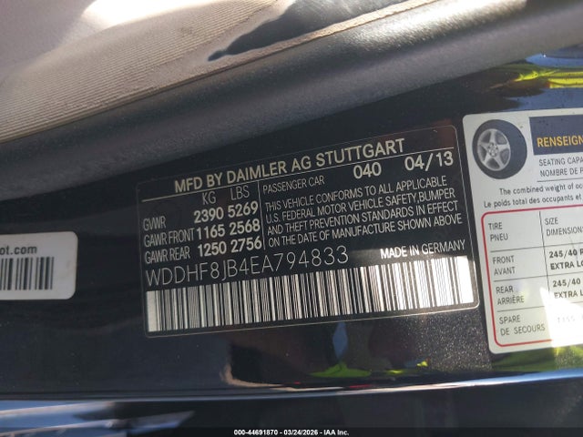 Aukcja sprzedaży 2014 Mercedes-benz E 350 4matic, vin: WDDHF8JB4EA794833, numer aukcji: 44691870