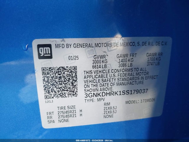 Продаж на аукціоні авто 2025 Chevrolet Blazer Ev Rs Rwd, vin: 3GNKDHRK1SS179037, номер лоту: 44691872
