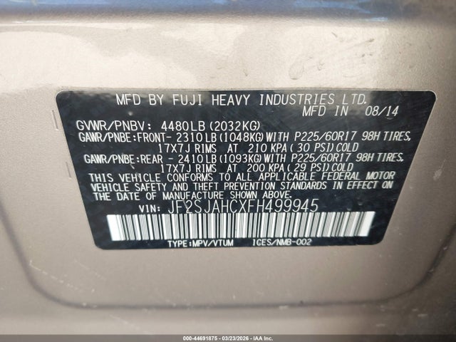 JF2SJAHCXFH499945 Subaru Forester 2.5i Limited