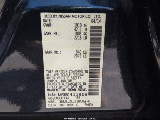 Nissan Altima 2.5 Sv 2014 1N4AL3AP8EC411909 Image 9