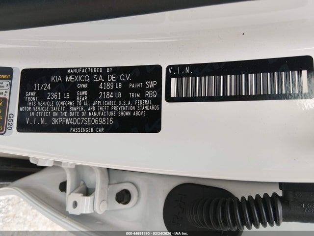 2025 Kia K4 Gt-line Turbo მანქანა იყიდება აუქციონზე, vin: 3KPFW4DC7SE069816, აუქციონის ნომერი: 44691890