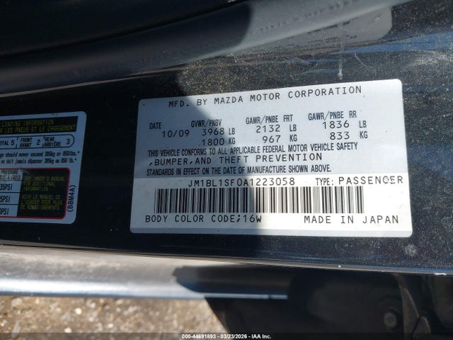 Aukcja sprzedaży 2010 Mazda Mazda3 I Touring, vin: JM1BL1SF0A1223058, numer aukcji: 44691893