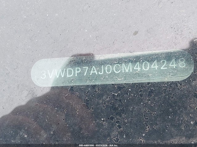 Продажа на аукционе авто 2012 Volkswagen Jetta 2.5l Se, vin: 3VWDP7AJ0CM404248, номер лота: 44691898