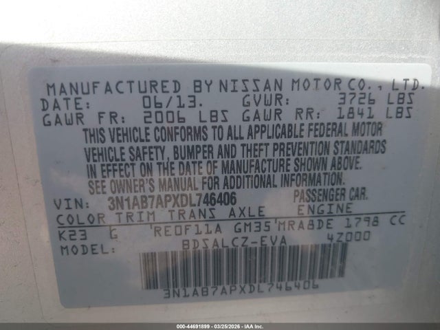 2013 NISSAN SENTRA 3N1AB7APXDL746406 Photo 8
