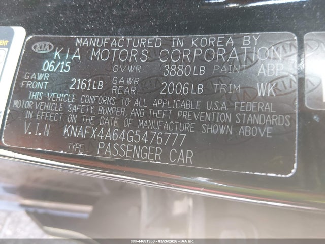 Продажа на аукционе авто 2016 Kia Forte Lx, vin: KNAFX4A64G5476777, номер лота: 44691933