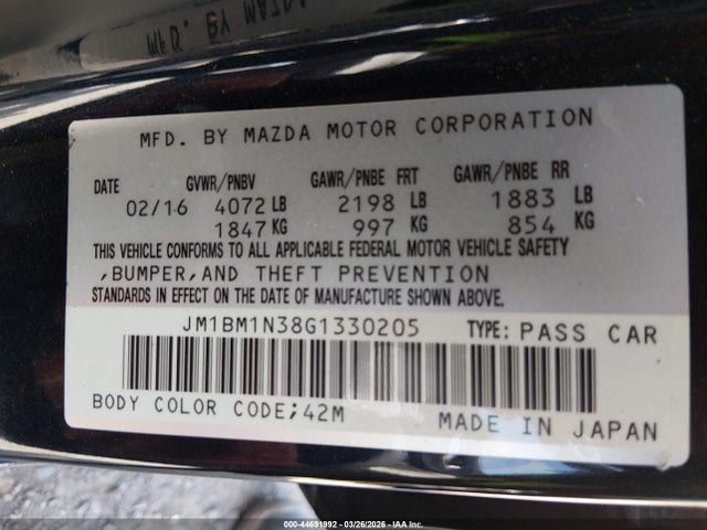 JM1BM1N38G1330205 Mazda Mazda3 S Grand Touring