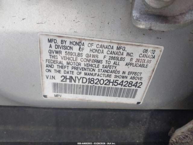 Продажа на аукционе авто 2002 Acura Mdx, vin: 2HNYD18202H542842, номер лота: 44692003