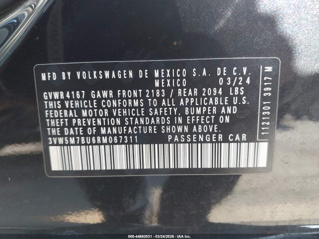 3VW5M7BU6RM067311 Volkswagen Jetta 1.5t S
