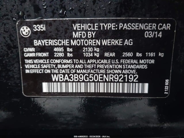 2014 BMW 335I WBA3B9G50ENR92192 Photo 8