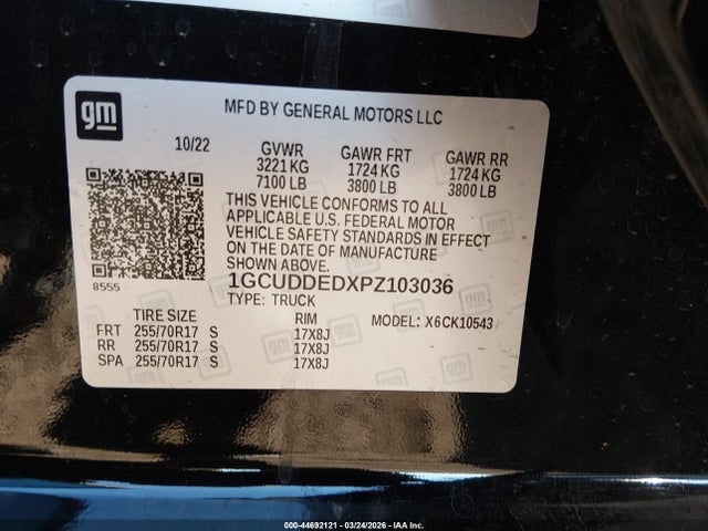 1GCUDDEDXPZ103036 Chevrolet Silverado 1500 4wd Standard Bed Lt