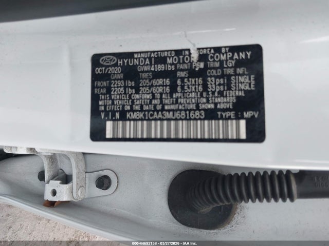 Продажа на аукционе авто 2021 Hyundai Kona Se, vin: KM8K1CAA3MU681683, номер лота: 44692138