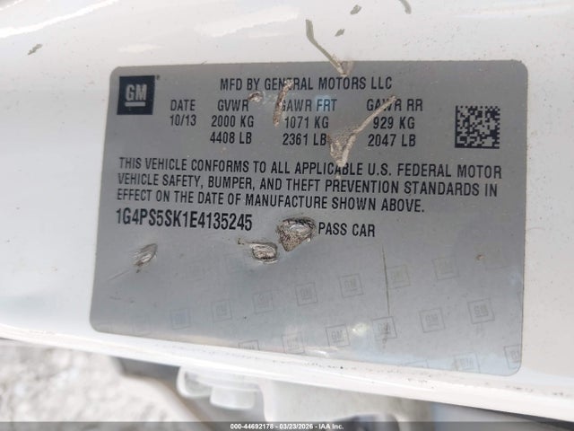 Aukcja sprzedaży 2014 Buick Verano Leather Group, vin: 1G4PS5SK1E4135245, numer aukcji: 44692178