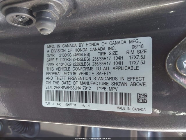 2HKRW5H33JH417912 Honda CR-V LX
