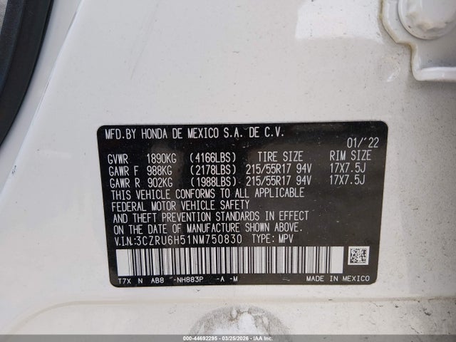 2022 HONDA HR-V 3CZRU6H51NM750830 Photo 8
