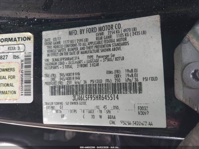 2017 LINCOLN MKZ 3LN6L5F95HR645514 Photo 8