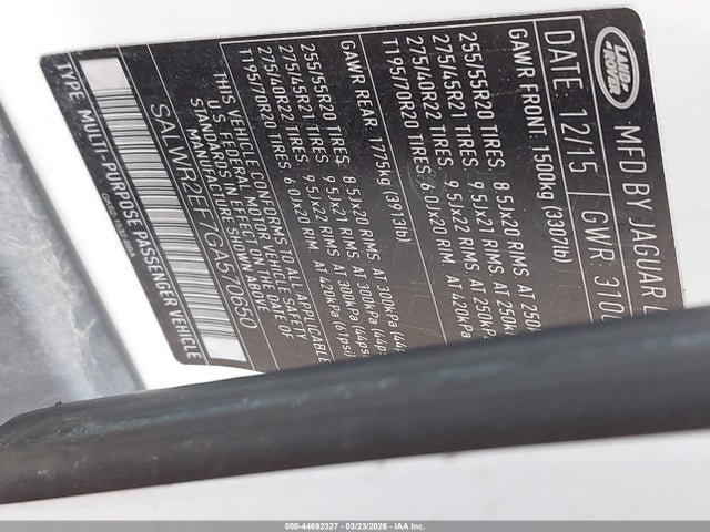 2016 LAND ROVER RANGE ROVER SPORT SALWR2EF7GA570650 Photo 8